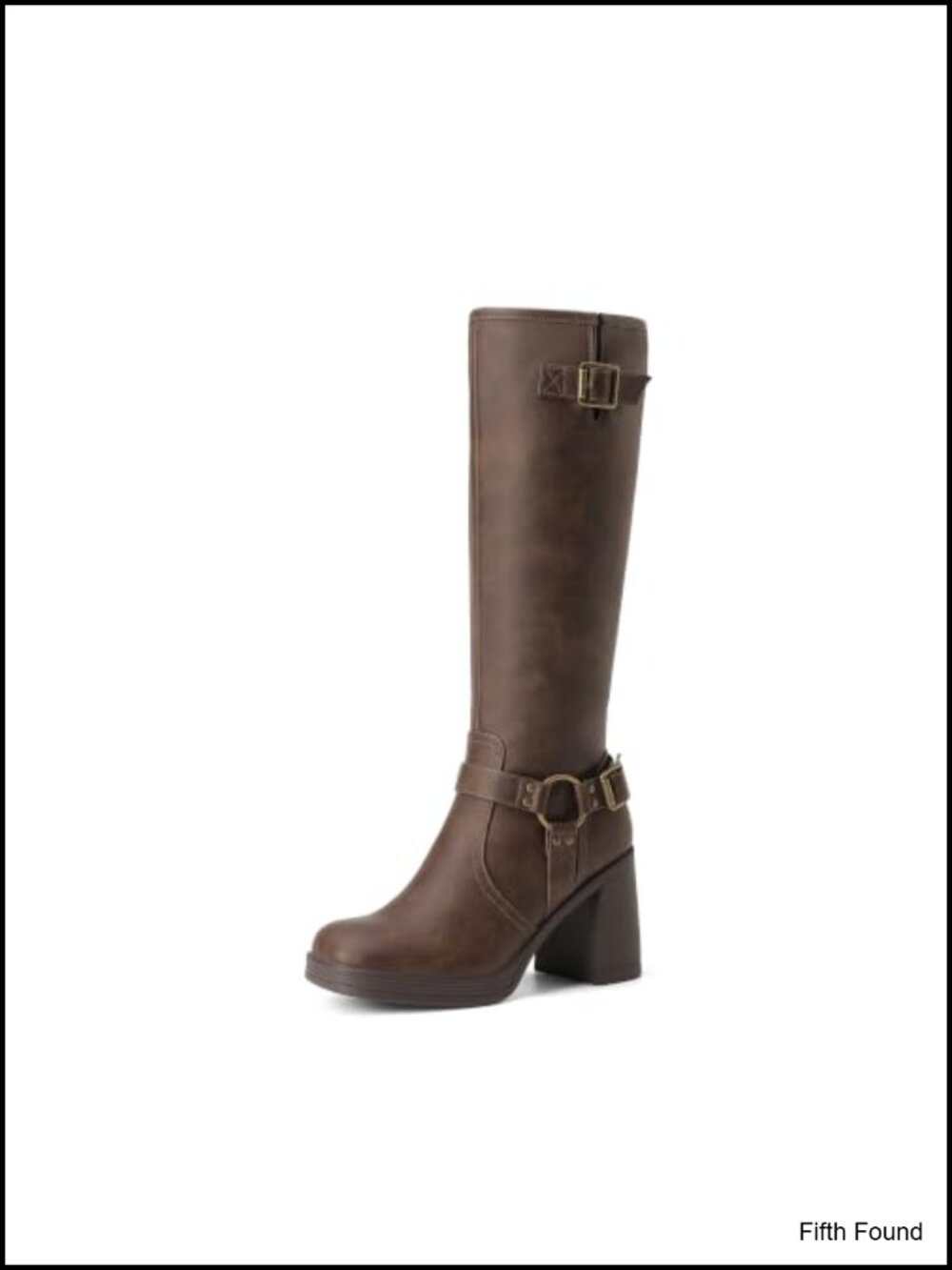 Women's Platform Chunky Knee High Moto Boots Faux Leather